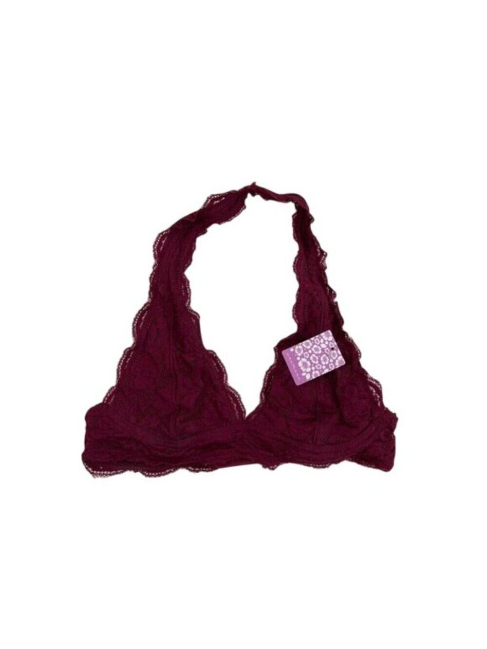 Anemone Wine Lacey Halter Bralette Soft Stretchy